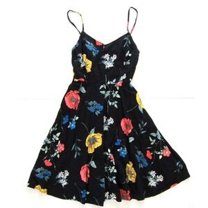 Old Navy Women Black Floral Cami Dress Small Swing Mini Cottage Fairy Whimsigoth